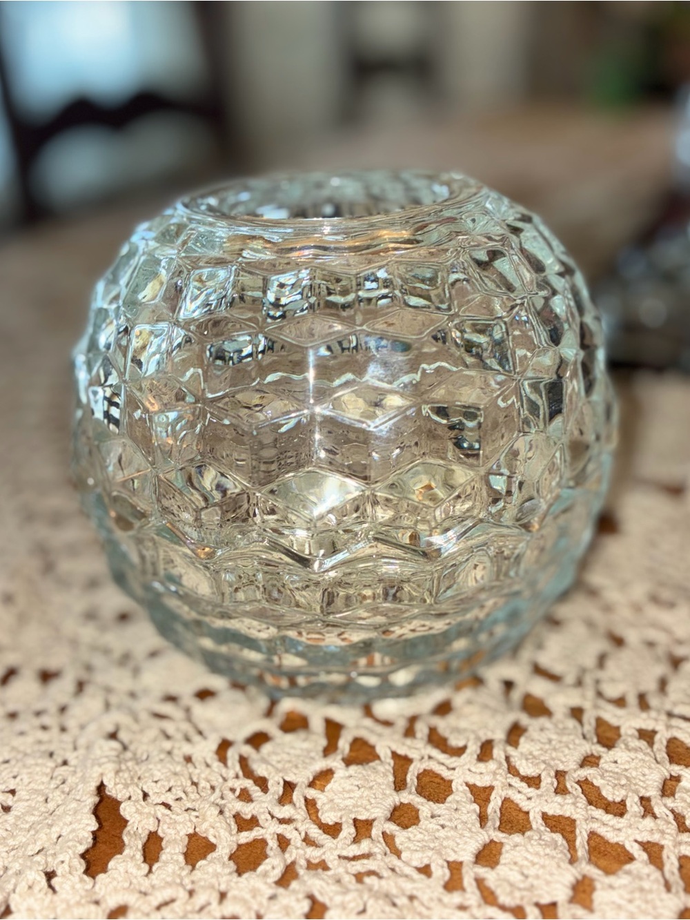 Vintage Homco Clear Class Cubist Honeycomb Fairy Lamp